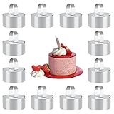 Mopoin Tortenring Klein, 12 Stück Dessertringe Speiseringe Edelstahl mit Stamper, Kuchenring für Kuchen Mousse Dessert 8 cm (Runde)