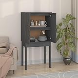 Youuihom Küchenschränke, Bodenschränke, Freistehende Schränke, Geeignet für Wohnzimmer, Schlafzimmer, Küche oder Bad, Highboard Grau 60x40x120 cm Massivholz Kiefer