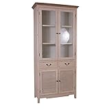 Vitrinenschrank Linde Landhaus Stil Holz Vitrine Vintage Look Creme weiÃŸ