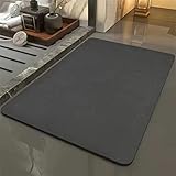 Badezimmerteppich Super Absorbierende Rutschfester Badematte, Badematten Badteppich 80x150cm Badvorleger Extra DüNn Schnelltrocknende Waschbare Badematte Home Rug, Badmatte Bodenmatte Floor Mat Grau