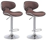 myangels 2er Set Barhocker Las Vegas V2 Stoff Chrom, Farbe:braun