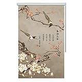 Rollo Fensterblindtöne Aufrollen, Isolierter Stoffrollenschatten, UV Blackout Rolling Curtain mit Blumen- und Vogelmuster, Französische Türen/Terrasse (Size : 80cmx240cm/31.5inx94.5in)