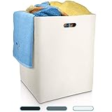 Fit Guru® Klappbarer XXL Wäschekorb mit Griffen - Aufbewahrungskorb groß - 120L - Wäschebox beige/weiß aus Filz - Eckige Wäschetonne aus Stoff - Laundry Basket