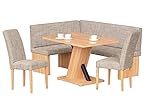 HUIJK Eckbank Eckbankgruppe Kernbuche Dekor Hellbraun Eckbank Tisch 2stÜhle Moderne Sitzgruppe