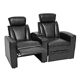 Mendler 2er Kinosessel HWC-H30, Relaxsessel Fernsehsessel Zweisitzer Sofa, Staufach Soft Touch Kunstleder - schwarz