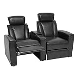 Mendler 2er Kinosessel HWC-H30, Relaxsessel Fernsehsessel Zweisitzer Sofa, Staufach Soft Touch Kunstleder - schwarz