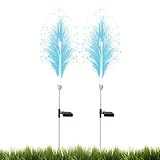 POLYES Lichtwellenleiter | Garten-Solarleuchten für den Außenbereich, wasserdicht, dekorativ | 2 Stück Glasfaserleuchten, LED-Solarleuchten, dekorativer Pflock mit Fernbedienung für Gehweg