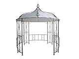 DEGAMO Luxus Pavillon Gartenpavillon Burma 300cm rund, Stahlgestell grau pulverbeschichtet + Dach wasserdicht Weiss