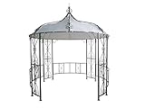 DEGAMO Luxus Pavillon Gartenpavillon Burma 300cm rund, Stahlgestell grau pulverbeschichtet + Dach wasserdicht Weiss