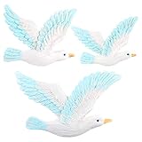 MDLUU Möwe Hängende Dekoration, Möwe Wandschmuck, Harz Seabird Ornament für Strand & Küste Thema Wohnzimmer, Mediterrane Dekoration, Badezimmer, Garten, 3 Stück