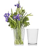 TREND FOR HOME Blumenvase 20 cm Set von 2 Vase Glas Glasvase für Blumen Glasblumenvase Tischvase Klarglasvase Deko-Vase aus Glas Kerzenbehälter Wohnzimmer Deko | 2075 ml | ⌀ 15 cm | Iris | 2 Stück