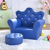HUOQILIN Crown Niedliche Kinder Sofa Kleines Sofa Kindersicherheitsgurt Stuhl Grün Mini Sofa Prinzessin (Color : Blue)