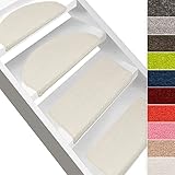 casa pura Stufenmatte Dynasty Velours | Halbrund oder eckig | In 7 Farben (Stufenmatte rechteckig 15 Stück, Creme)