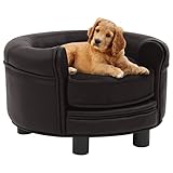 Kuscheliges Hundebett, Premium Haustierbett Hundesofa Braun 48x48x32 cm Plüsch und Kunstleder Hundekörbchen Hundesofa für Kleine, Mittlere und Grosse Hunde