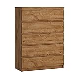Kommode Sideboard Schubkastenkommode mit 5 Schubladen in Eiche Nb., B/H/T ca. 82,8/113,9/40 cm