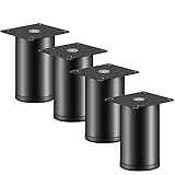 AATISH 4 Edelstahl Möbel Beine,Runde Möbel Beine,DIY Metall Stützbeine,Tisch,Bett,Schrank,Sofa Bein Ersatz Schrank Beine,TV-Schrankbeine,Couchtisch Beine,mit Schrauben (5cm/1.97in,Black)