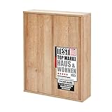 FACKELMANN Finn Hängeschrank (60 x 75 x 20,5 cm) – Wandschrank hängend mit 2 Einlegeböden aus Glas – Badschrank mit Türen aus Holz in Eichenoptik