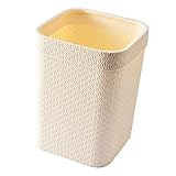 RUNROTOO Nachgemachter Rattan-Mülleimer Büro-Mülleimer Schreibtisch-Mülleimer Tragbarer Mülleimer Kunststoff Khaki Winziger Mülleimer Schlafzimmer-Schreibtisch Papierkorb Kleiner