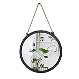 Remenna Runder Wandspiegel, schwarz, kreisförmiger Spiegel, 20,7 cm, Metallrahmen, Wandmontage, hängender runder Wandspiegel, modern, dekorativ für Badezimmer, Wohnzimmer, Schlafzimmer, Waschtisch,