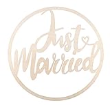 Rayher Holz Kranz 'Just married', FSC Mix Credit, 30cm ø, natur, zum Hängen, Box 1Stück, 62934505