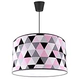 FKL DESIGN Home Deco Hängeleuchte Hängelampe Pendelleuchte schöne Lampe Leuchte Modern Schwarz Grau Weiß rund E27 ABH1L (Rosa-Grau-Schwarz)