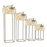 4-Teilig Metall Blumenständer für Hochzeit Tisch Mittelstücke, 40|60|80|100cm Hohe Gold Hochzeit Blumenständer für Blumenarrangement, Geometrische Blumen Vase Stand