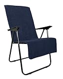 LAYNENBURG Premium Frottee Schonbezug für Gartenstuhl - 100% Baumwolle - Oeko-TEX 100 - Handtuch-Bezug Hochlehner - Stuhl-Bezug mit Umschlag für Camping-, Liege-Stuhl (65x130 cm blau)