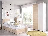 Rimobel Kleiderschrank mit 2 Türen - B. 95 cm - Eichefarben & Weiß - Sonia
