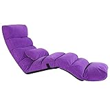 MKYOKO Best Choice Products Klappbarer Boden-Lounge-Sofastuhl aus Mikrofaser mit Kissen für Gaming (Farbe: Weiß) (Lila C)