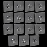 Kleiderhaken, Packung mit 20 Klebehaken ohne Bohren, transparente Haken, selbstklebende Wandhaken, mattierte Hornhaken, selbstklebende Haken (6 x 6 cm) (transparent x15)