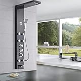 Wasserfall 6 Stück Massagedüsen Regendusche Säule Thermostat Mischbatterie Dusche Wasserhahn Tower W/Handbrause Wannenauslauf Schwarz Duschpaneel (Farbe: B) (A)