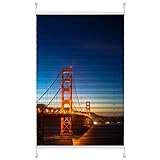 Plissee nach Maß mit Motiv Golden Gate Bridge Bohren oder Klemmen Sichtschutz lichtdurchlässig Digitaldruck Faltstore Schrauben oder Fensterrahmen