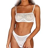 WTMFORU Sexy BHS und Slip für Frauen, Bralettes Romantisches Dessous Set aus Spitze, Damen BH und Höschen String Set, Schwarzes Bandeau BH Set mit Balkon Weiß Optional für große Mädchen große Größe