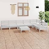 DCRAF Möbel Set 8 tlg. Gartenlounge Set Massivholz Kiefer weiß