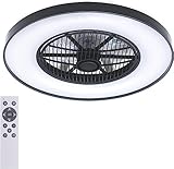 Proventa Deckenventilator mit Beleuchtung 60W - Ø 60cm, dimmbare LED Deckenleuchte mit Ventilator, warm- bis neutralweißes Licht, energiesparender Sommer- & Wintermodus, inkl. Fernbedienung