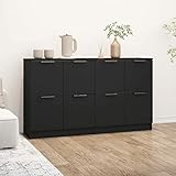 JUNZAI Sideboards 2 STK Schlafzimmer Kommode, Komodenschrank, Küchenschrank, Commode, Flurkommode, Schrank, Schlafzimmerkommode, Schwarz 60x30x70 cm Holzwerkstoff