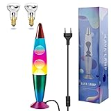 DoRight Klassische Lavalampe Farbe Retro Lavalampe Aluminium Beruhigende Bewegung Lavalampe für Friedliche Entspannung, 13,38 Zoll, mit 2 Packung R39 25W E14 Glühbirne, EU-Stecker