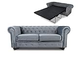 Schlafsofa Chesterfield Asti Bis 2-Sitzer, Sofa mit Schlaffunktion, Couch 2-er, Couchgarnitur, Sofagarnitur, Holzfüße, Glamour (Grau (Velvet 10))