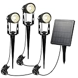 ECD Germany Solarleuchte Garten 3er Set LED Gartenbeleuchtung Solar mit Dämmerungssensor, Erdspieß Gartenstrahler Solar Warmweiß 3000K Wasserdicht IP65 Solarlampe Außenleuchte Gartenlampe Wegeleuchte