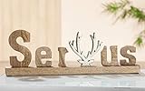 - Schriftzug Servus in Holz mit Alu Hirschkopf auf Sockel