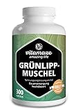 Grünlippmuschel Kapseln hochdosiert: 1500 mg Grünlippmuschel Pulver aus Neuseeland pro Tagesdosis, 300 Kapseln Dauerversorgung, Natürliche Nahrungsergänzung ohne Zusätze, Made in Germany