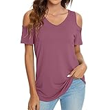 YWLINK Damen Streifen Drucken Basic T Shirt O Kragen Kurze ÄRmel Lose Bluse Freizeit Einfach Pullover Tops Summer Einfarbig