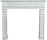 Biscottini Kaminkonsole Holz 115x102x17 cm | Deko Kamin antikes Finish | kaminumrandung weiß | Fake Kamin deko | kaminkonsole Weiss
