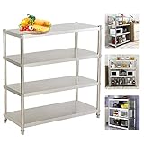panfudongk 4-stufiges Edelstahlregal 120x40x150cm | Schwerlastregal | Rostfrei | 50kg Traglast | Küchenregal | Standregal