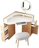 QULACO Luxus Schminktisch Schminktisch Set, Schminktisch Modern Minimalistisch Eckkommode Schlafzimmer Kreativer Multifunktionaler Schminktisch Aufbewahrungsschrank