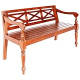 lvssiao Bank Schuhregal mit Sitz, Sitzsack Aufbewahrung Bank Batavia Massivholz Mahagoni Dunkelbraun 123 cm Bank für Schlafzimmer Wohnzimmer Sofas
