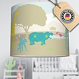 anna wand Hängelampe SUNNY SAFARI – Lampenschirm für Kinder/Baby Lampe mit Tieren aus Afrika – Sanftes Kinderzimmer Licht Mädchen & Junge – ø 40 x 34 cm