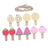 Asakkura 3 Packungen Holzklammern Mini-Wäscheklammern Bunte Holzklammern Dekorative Mini-Wäscheklammern Holz-Memos-Klammern Obst-Serie Wäscheklammern Bilderklammern Obst-Serie