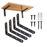 Wand Regalhalterungen, Metall halterungen, Metallwinkel 90 Grad, Winkelverbinder, Regalwinkel mit Schrauben für Bücherregal, Wohnzimmer, Büro, Küche, schwarz (125 x 75 mm, 4 Stück)