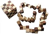 Schlangenwürfel 4x4 Gr. L - 8x8x8 cm - Snake Cube - Würfel Schlange - 3D Puzzle - Denkspiel - Knobelspiel - Geduldspiel - Logikspiel aus edlem Holz